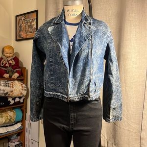 Acid Wash 80’s Fly Girl Cropped Denim Jacket